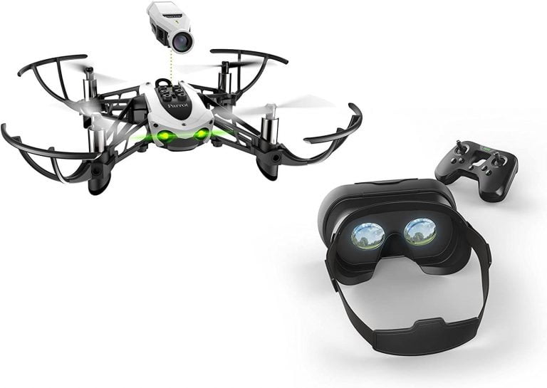 Kit Parrot Mambo FPV: minidron blanco con protectores y cámara acoplable, gafas Cockpitglasses y mando Flypad