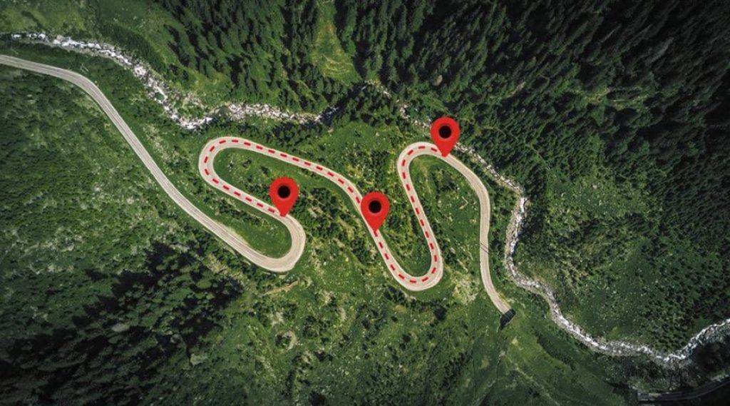 mapa aereo con puntos de ruta